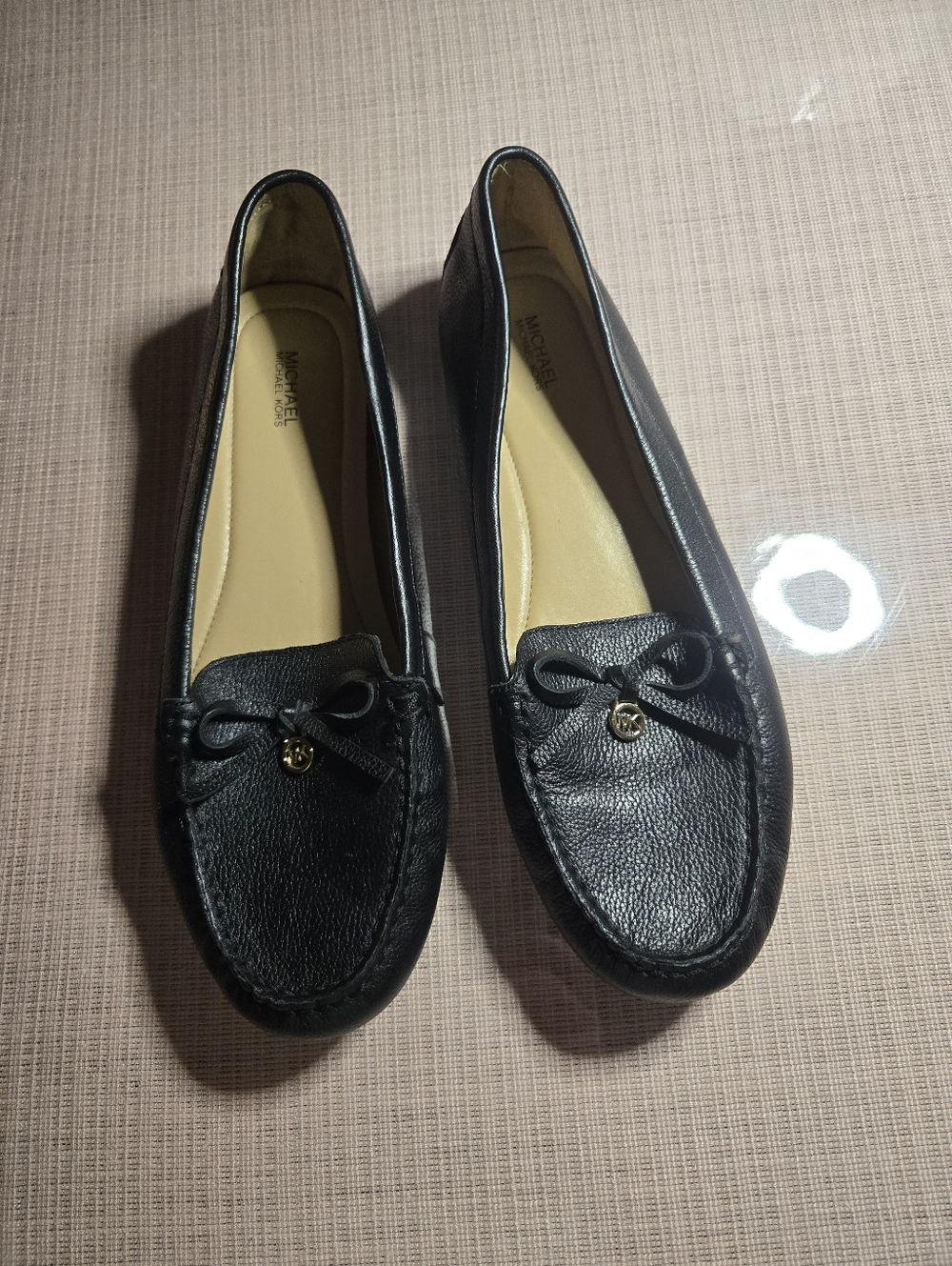 Michael Kors Black Leather Slip-On Loafers